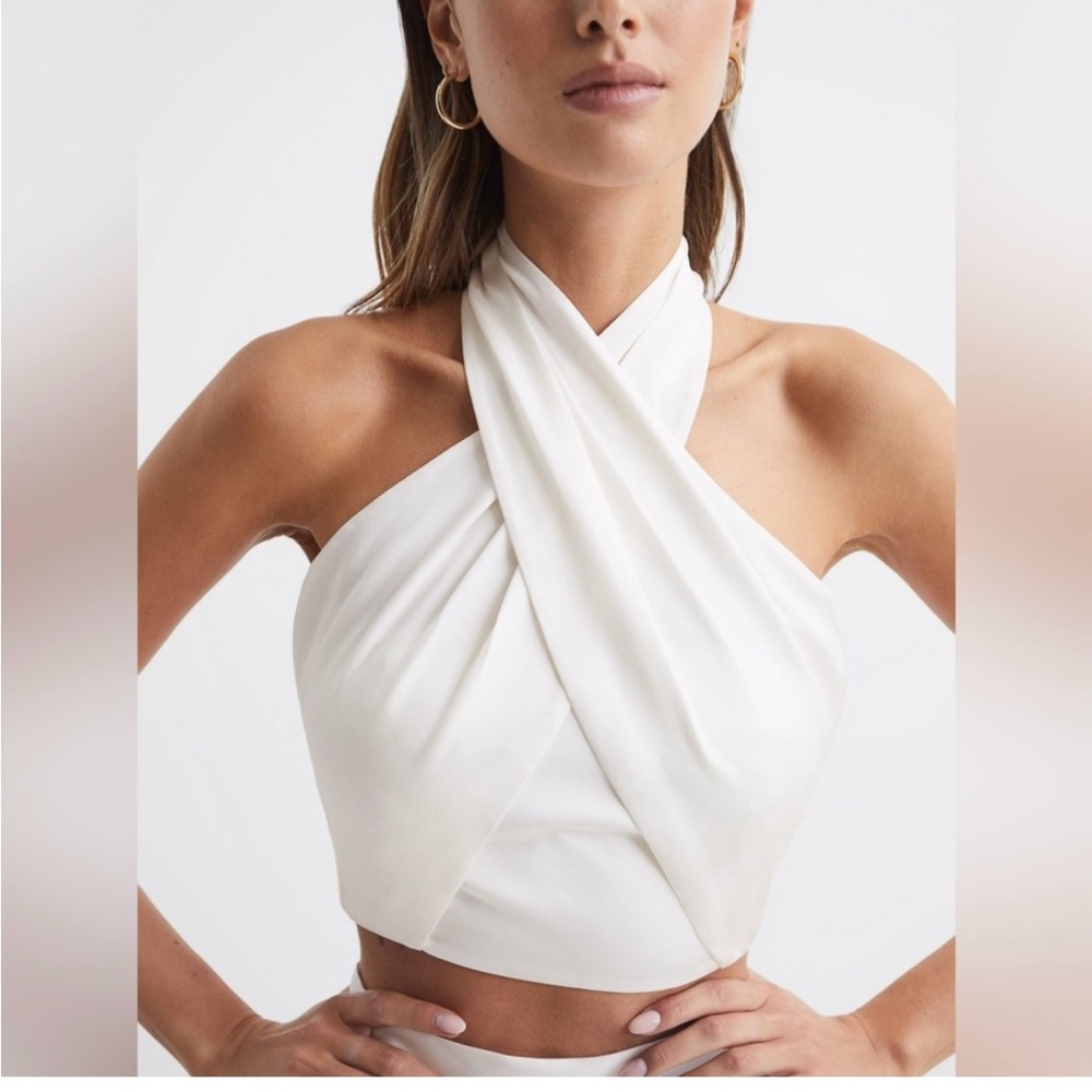 REISS RUBY CROPPED HALTER OCCASION TOP